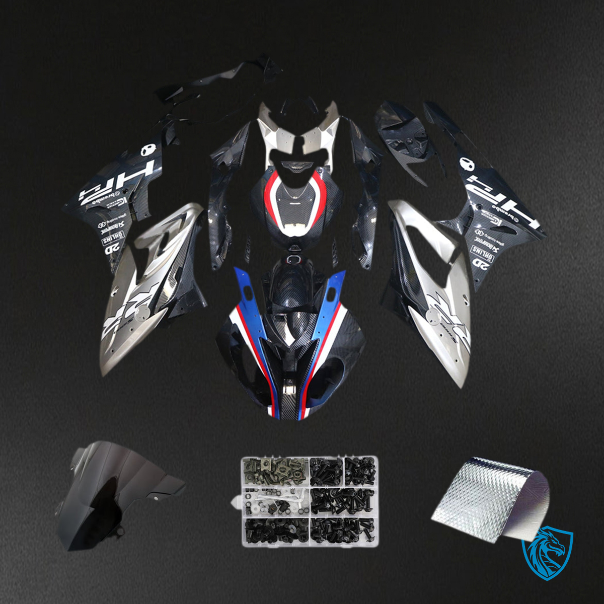 BMW S1000RR 2015-2016 Red, Blue, Silver and Black ABS Fairing Kit - Main View