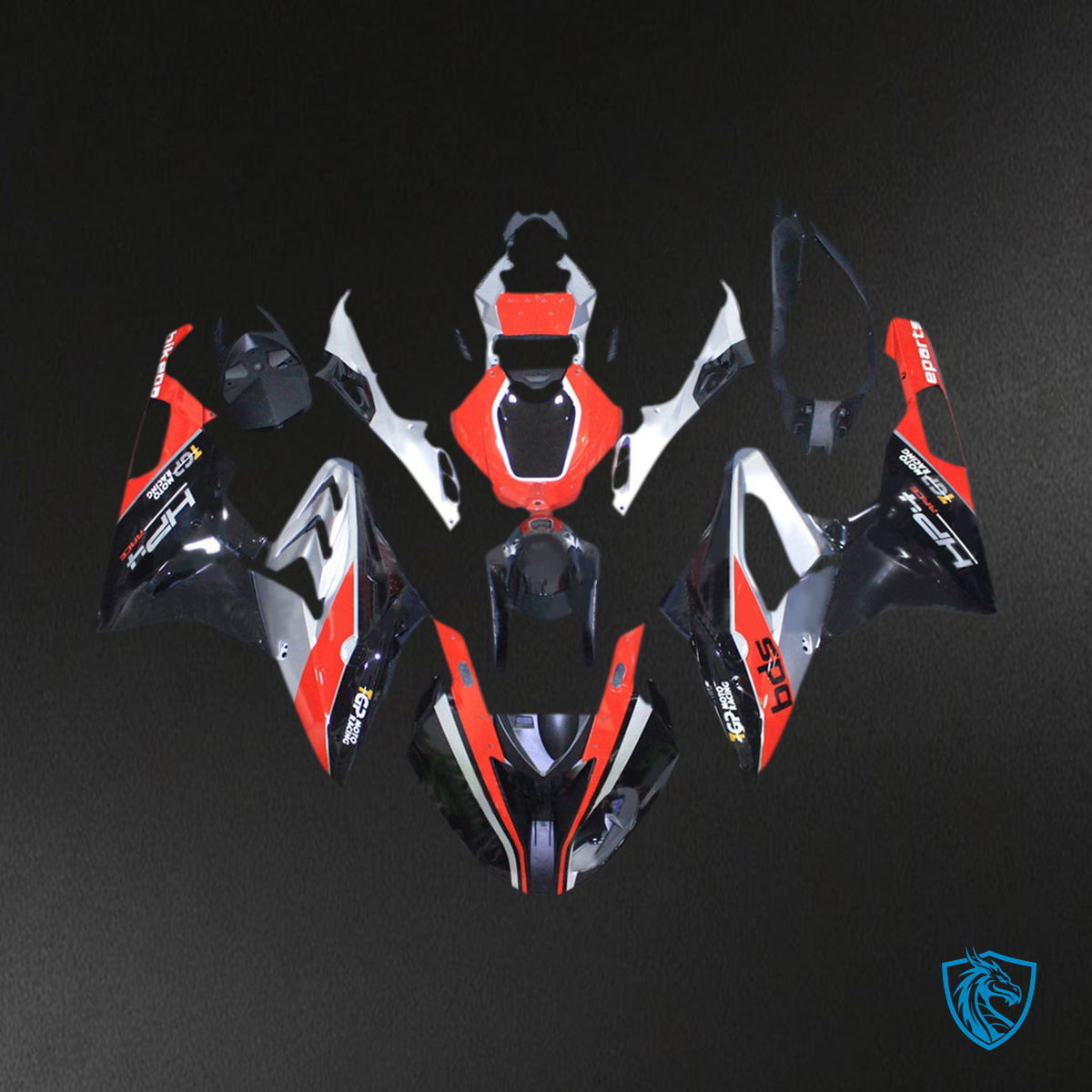 BMW S1000RR 2015-2016 Silver, Red and Glossy Black ABS Fairing Kit - Alternate View
