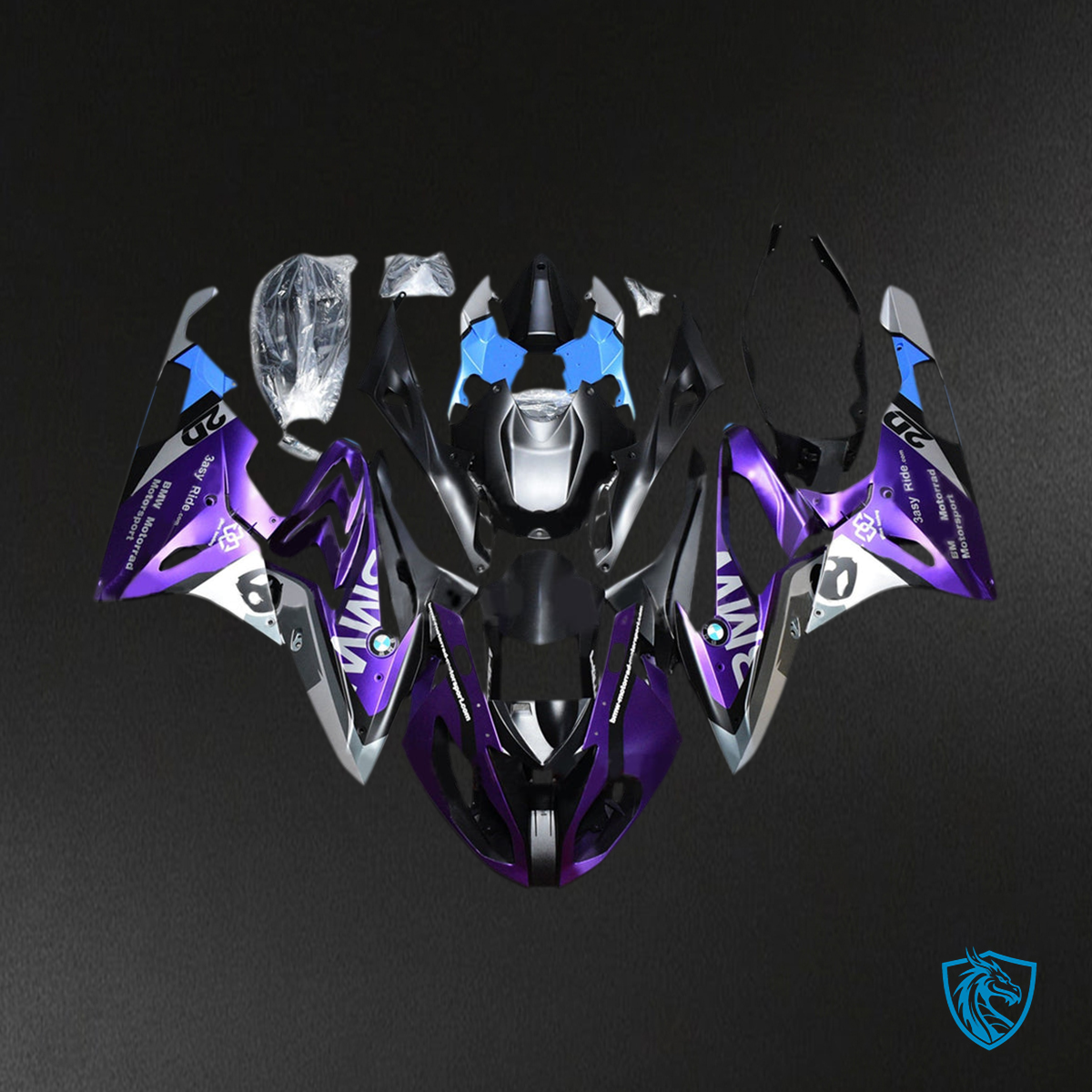 BMW S1000RR 2015-2016 Purple and Black ABS Fairing Kit - Main View