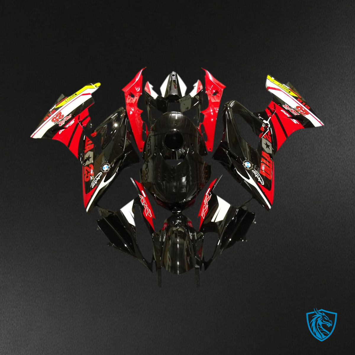 BMW S1000RR 2015-2016 Glossy Red, Yellow & Black ABS Fairing Kit - Alternate View