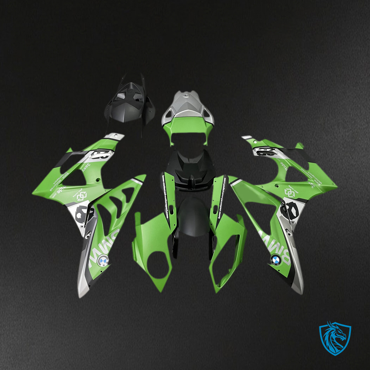 BMW S1000RR 2015-2016 Green, Grey & Black ABS Fairing Kit - Alternate View