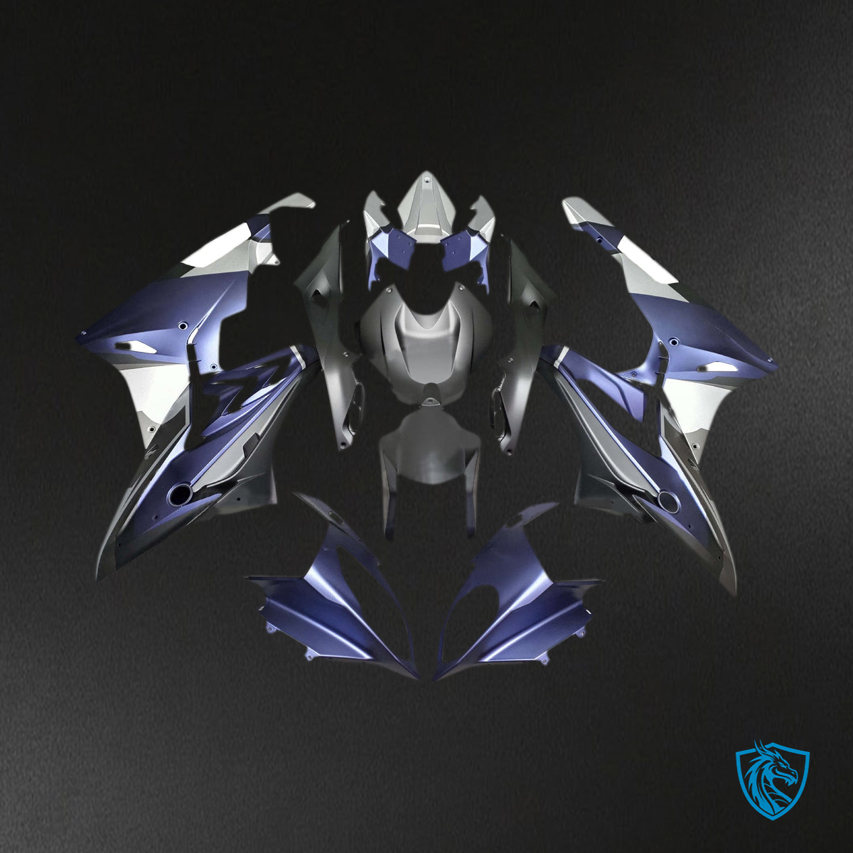 BMW S1000RR 2015-2016 Matte Blue, Black and Gray ABS Fairing Kit - Alternate View