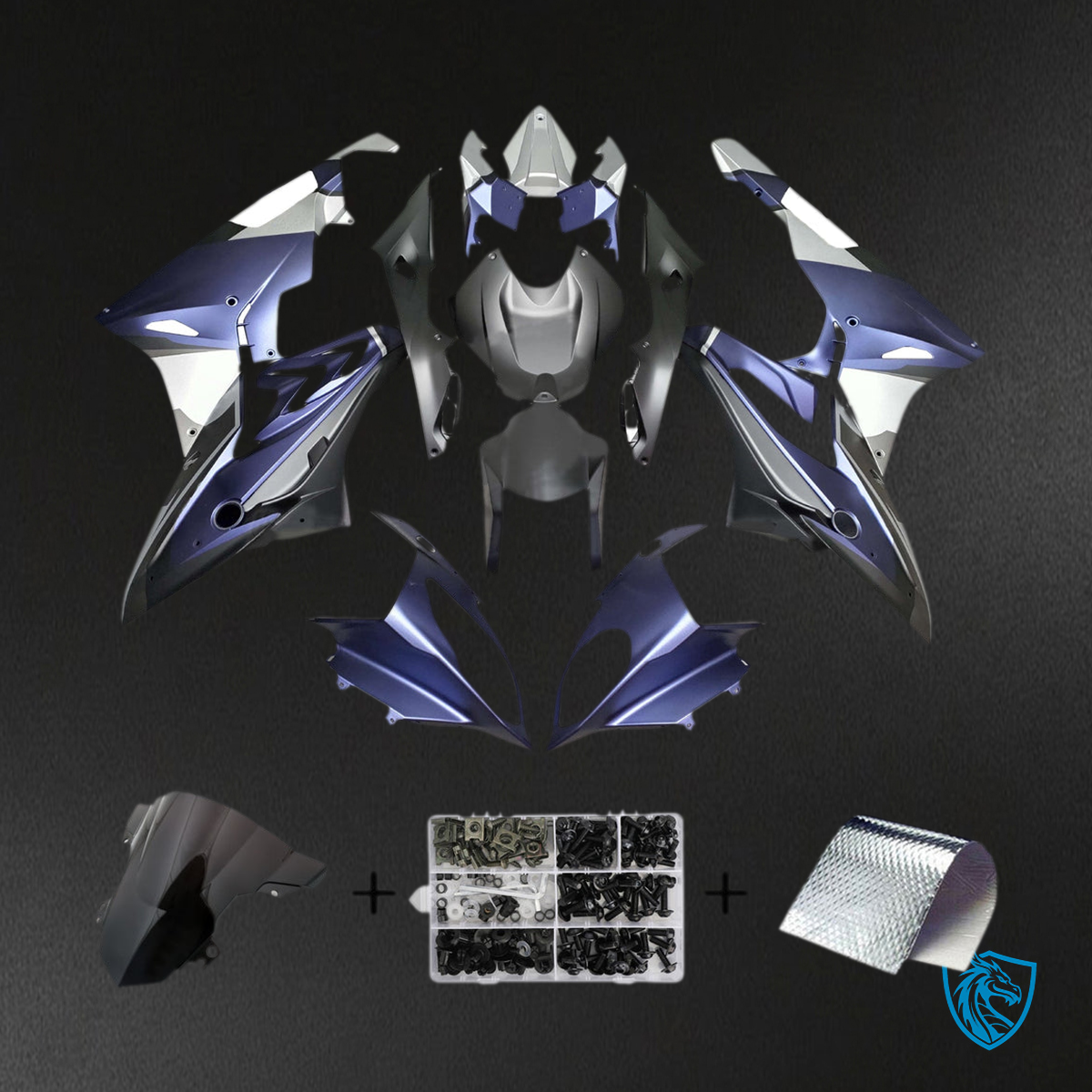 BMW S1000RR 2015-2016 Matte Blue, Black and Gray ABS Fairing Kit - Main View