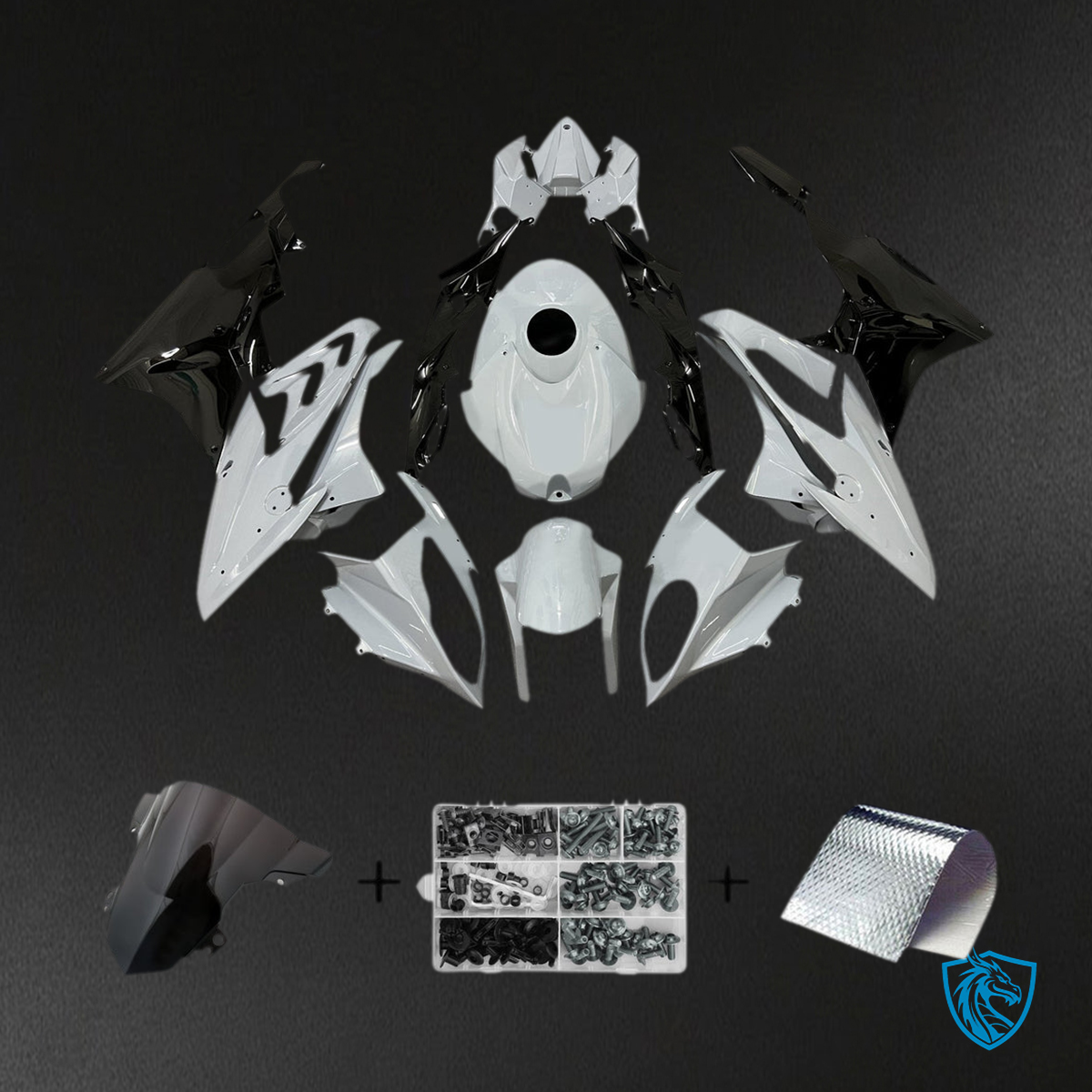 BMW S1000RR 2015-2016 White and Black ABS Fairing Kit - Main View