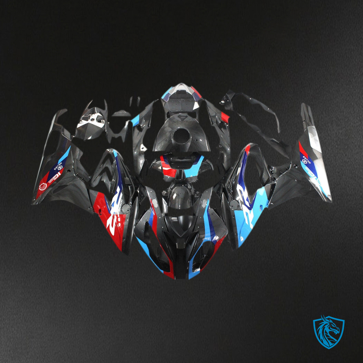 BMW S1000RR (2015-2016) Fairing Kit - Gloss Carbon Fiber Style With Blue & Red - ABS Bodywork