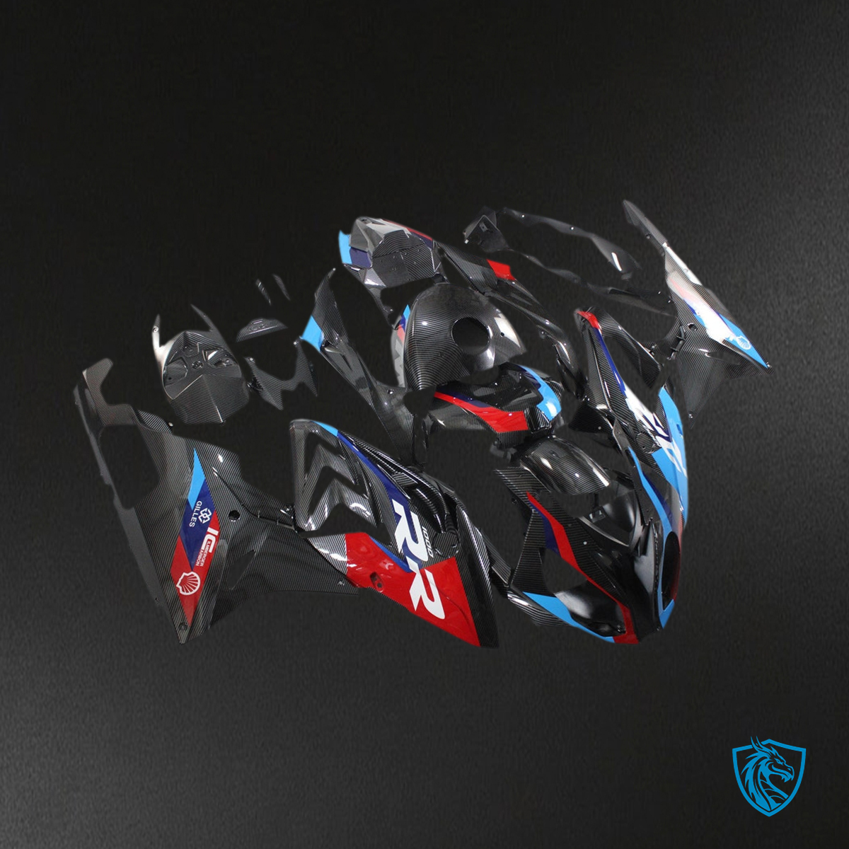 BMW S1000RR (2015-2016) Fairing Kit - Gloss Carbon Fiber Style With Blue & Red - ABS Bodywork