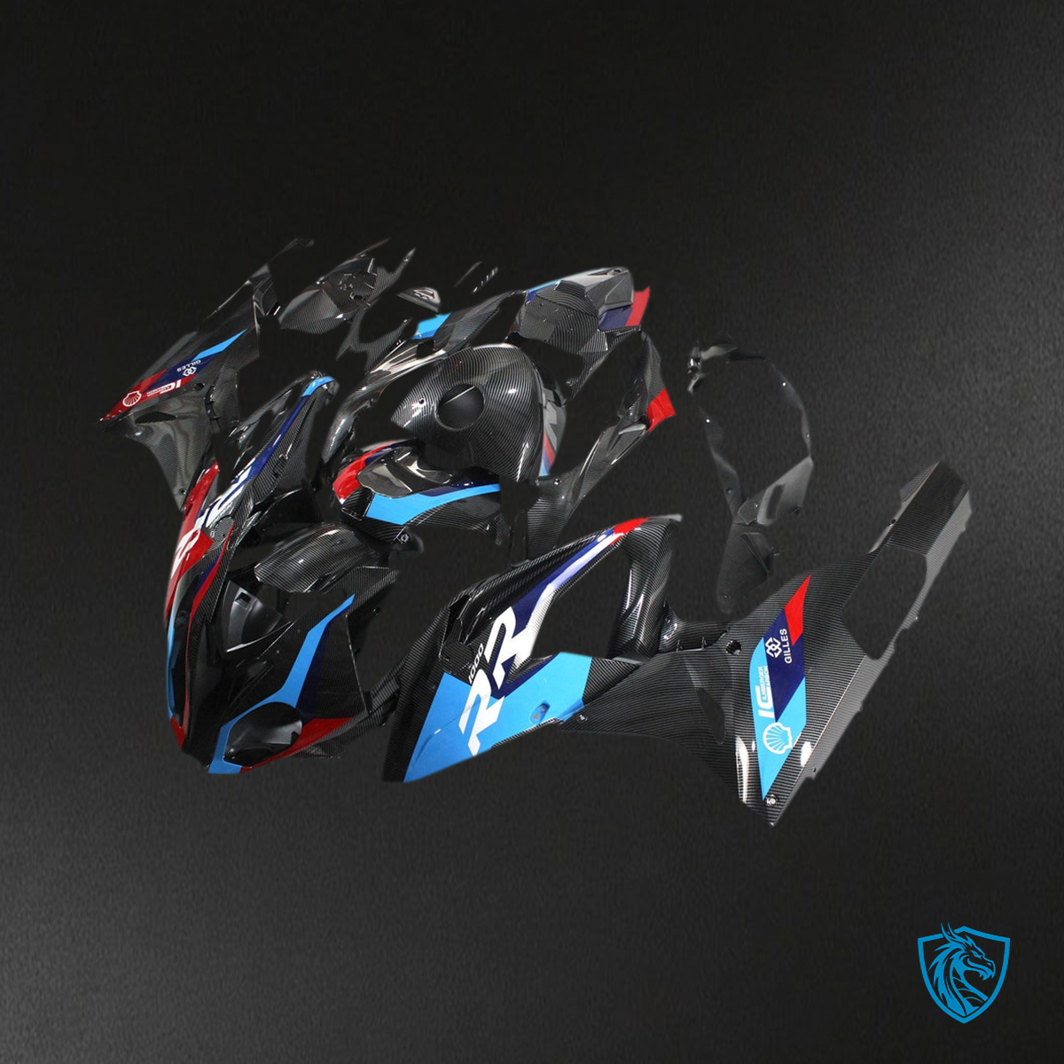 BMW S1000RR (2015-2016) Fairing Kit - Gloss Carbon Fiber Style With Blue & Red - ABS Bodywork
