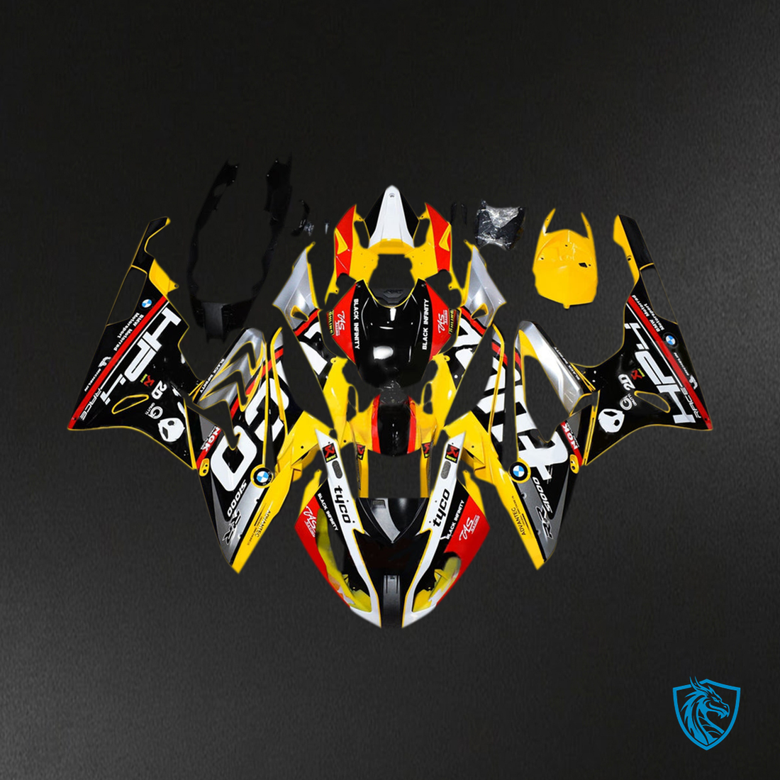 BMW S1000RR (2017-2018) Fairing Kit - Red, Yellow, White and Black - ABS Bodywork