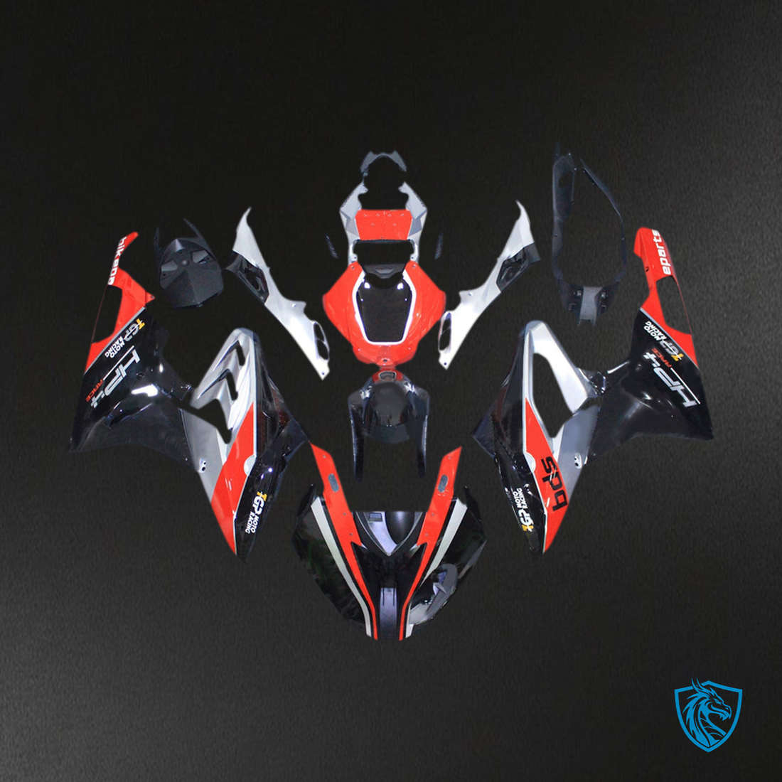 BMW S1000RR (2017-2018 ) Fairing Kit - Glilsy Black, Silver and Red - ABS Bodywork