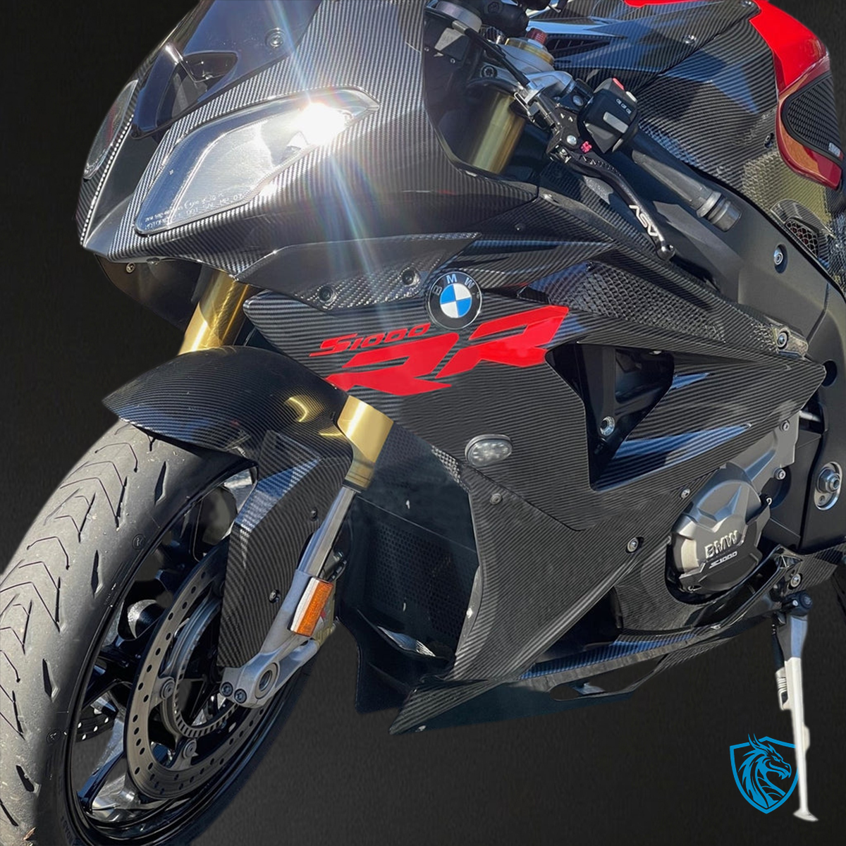 BMW S1000RR (2017-2018) Fairing - Carbon Fiber Pattern & Red - ABS Bodywork