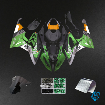 BMW S1000RR (2017-2018) Fairing Kit - Green, Orange and Matte Black - ABS Bodywork