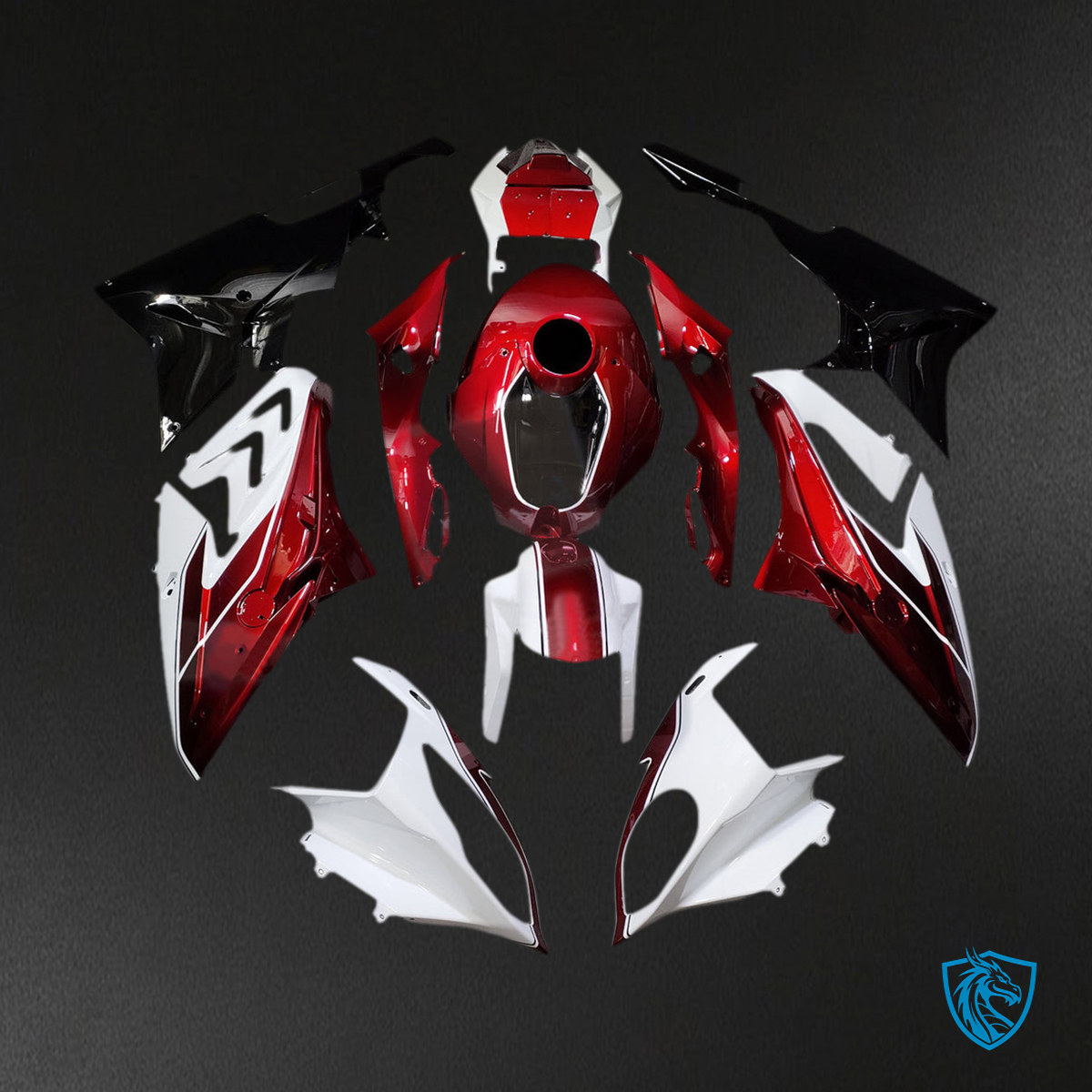 BMW S1000RR (2017-2018) Fairing Kit - Candy Red, White & Black - ABS Bodywork