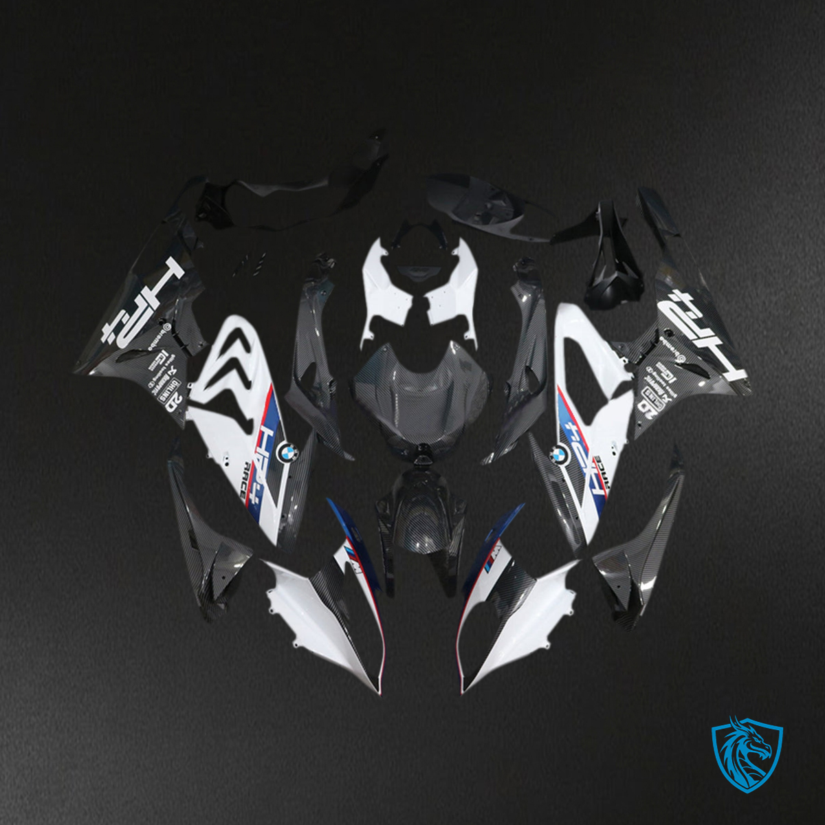 BMW S1000RR (2017-2018) Fairing Kit - Carbon Fiber Pattern White - ABS Bodywork