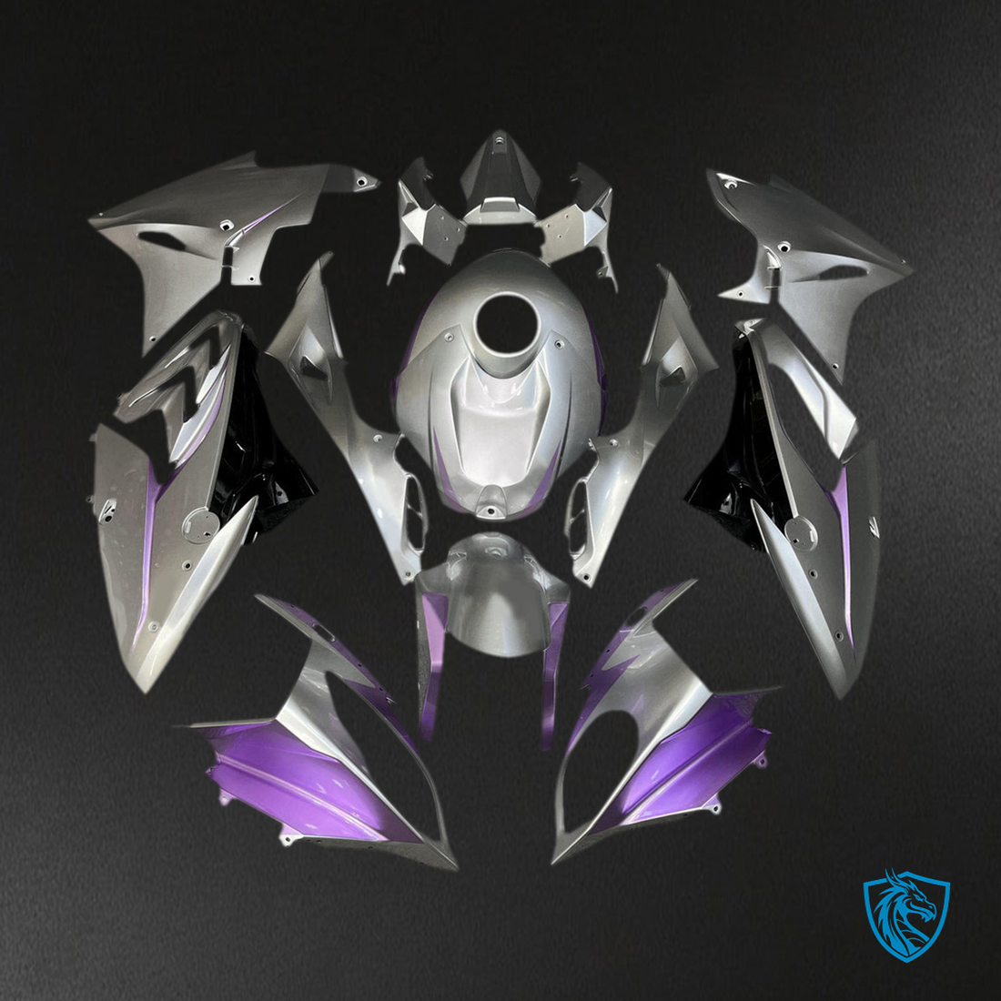 BMW S1000RR (2017-2018) Fairing Kit - Gloss Silver & Light Purple - ABS Bodywork