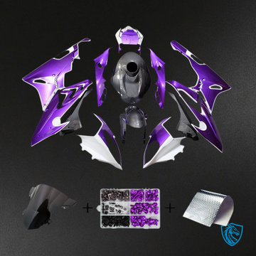 BMW S1000RR (2017-2018) Fairing Kit - Gloss Purple & White with Carbon Fiber Style - ABS Bodywork