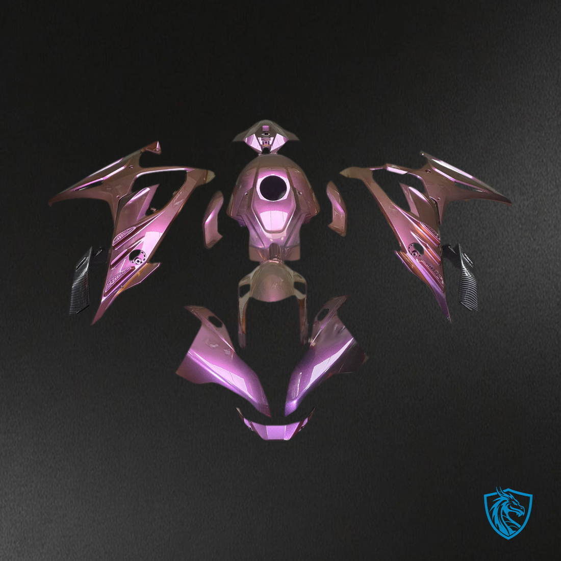 BMW S1000RR (2023-2024 ) Fairing Kit - Gloss Pink Prism Metallic with Carbon Fiber Style - ABS Bodywork