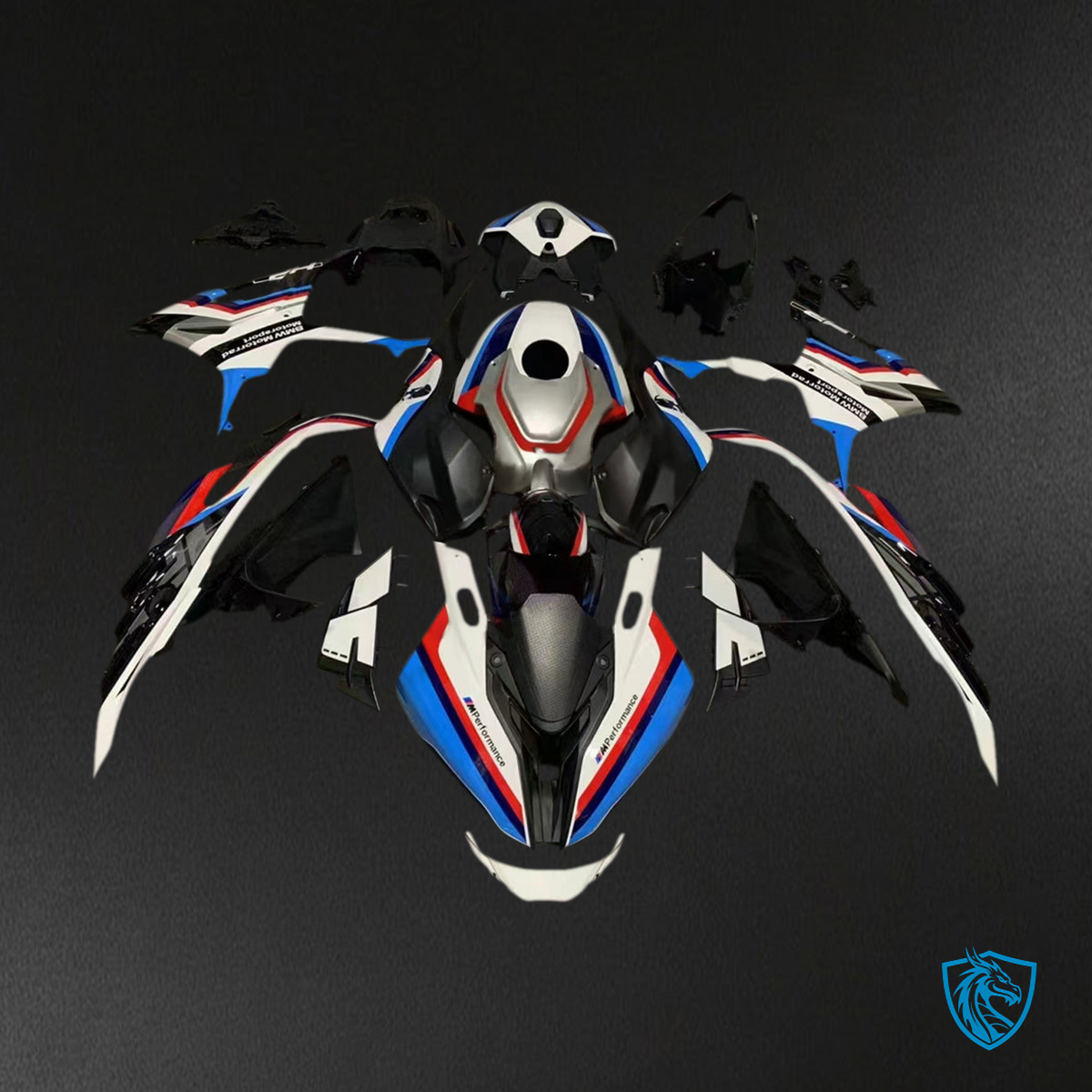 BMW S1000RR (2023-2024) Fairing Kit - Gloss White With Red & Light Blue -  ABS Bodywork