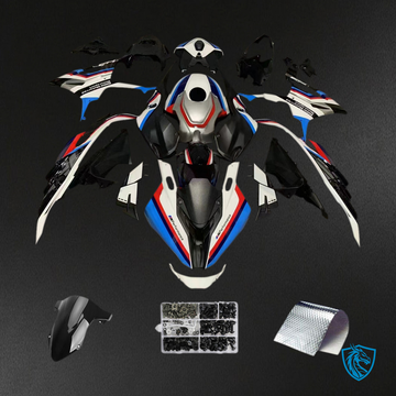 BMW S1000RR (2023-2024) Fairing Kit - Gloss White With Red & Light Blue -  ABS Bodywork