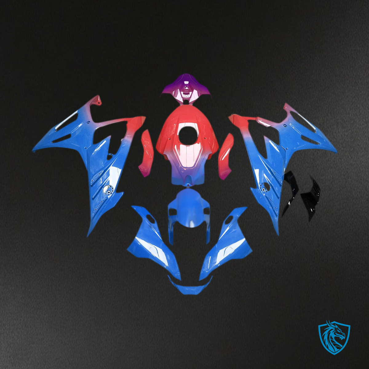BMW S1000RR (2023-2024) Fairing Kit - Gloss Blue, Red & Purple Gradient -  ABS Bodywork