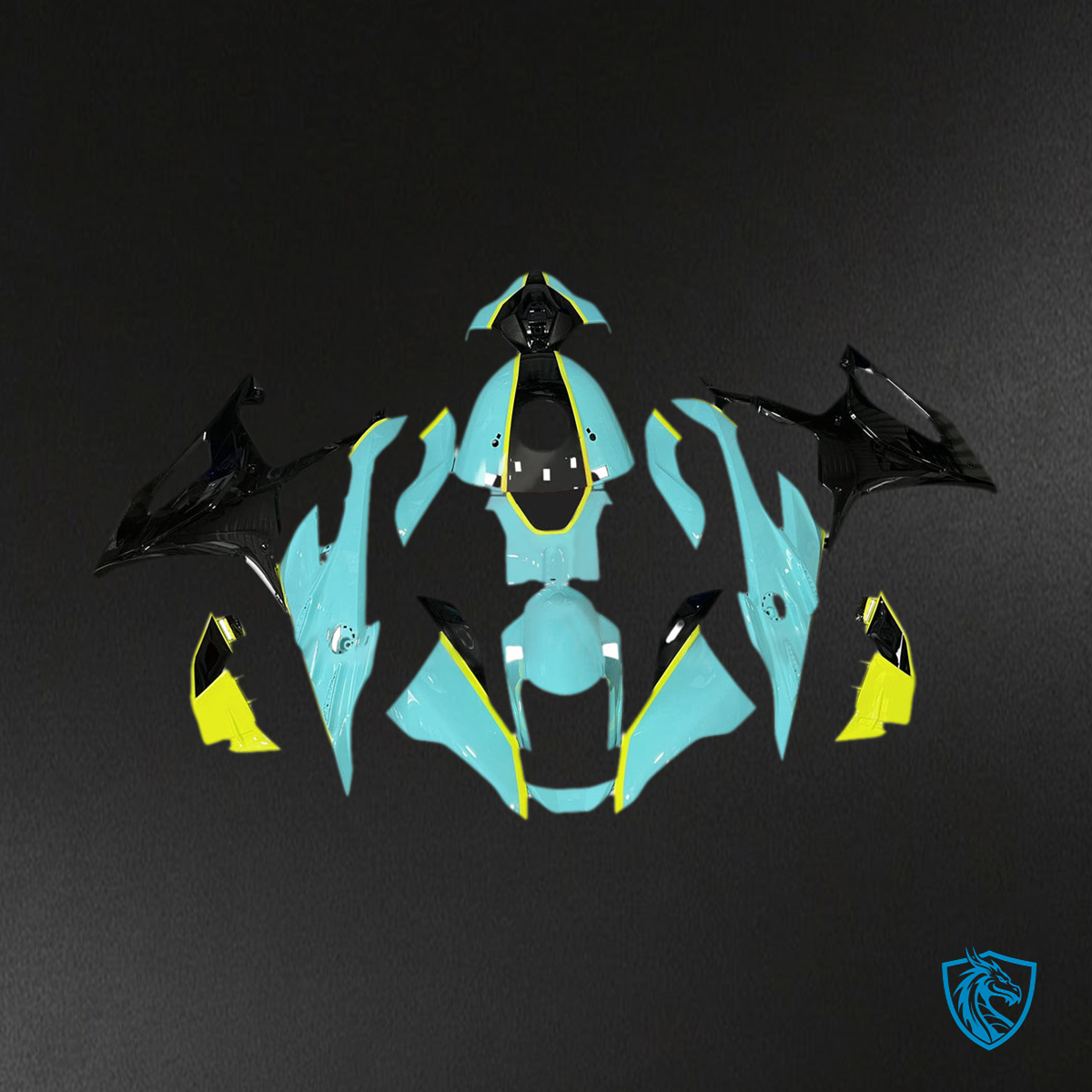 BMW S1000RR (2023-2024) Fairing Kit - Gloss Teal & Black With High Vis Yellow - ABS Bodywork