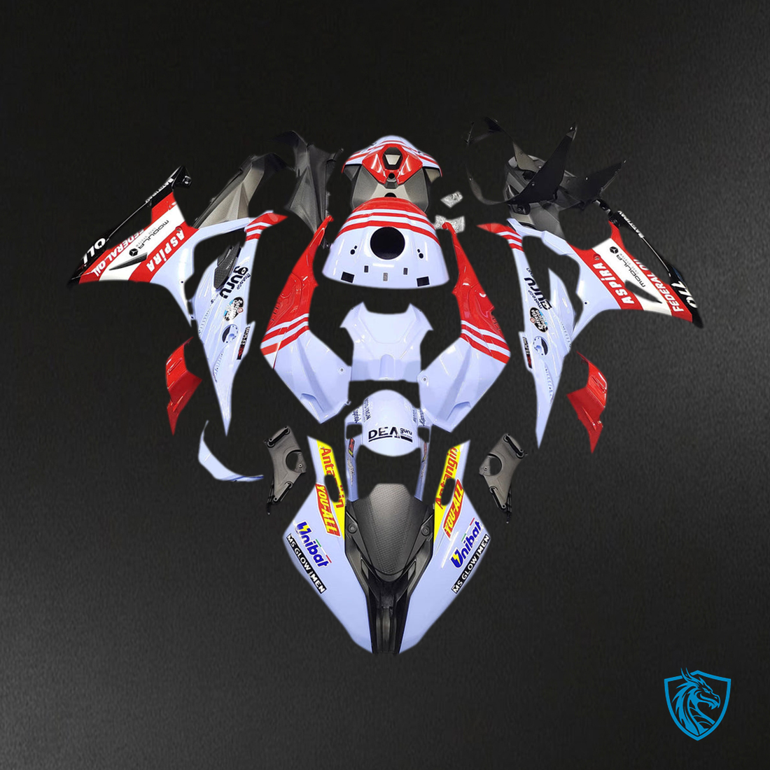 BMW S1000RR 2023-2024 Light Blue and Red ABS Fairing Kit main view