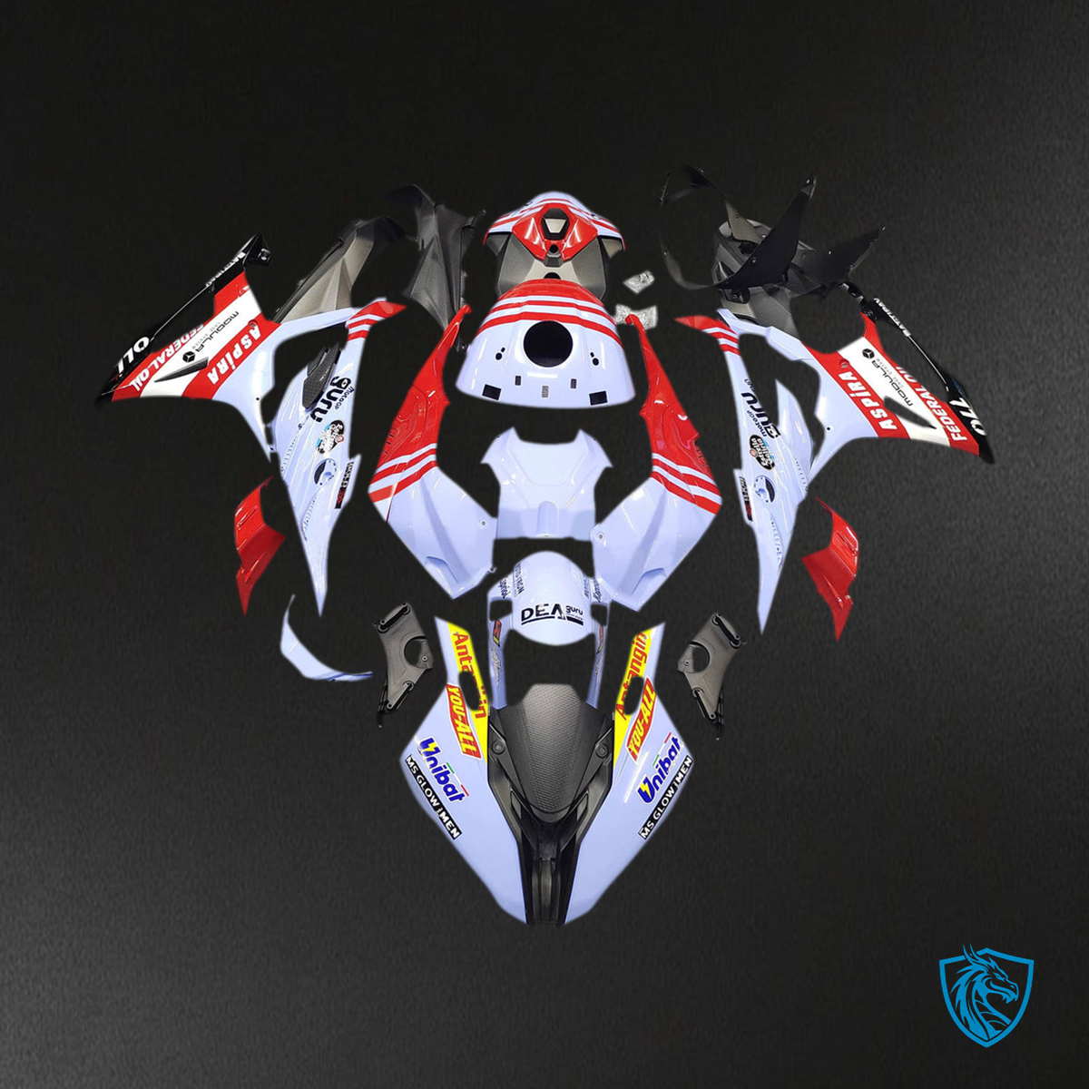 BMW S1000RR (2023-2024) Fairing Kit - Light Blue and Red - ABS Bodywork