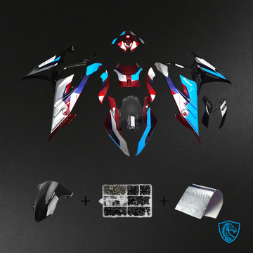 BMW S1000RR (2023-2024) Fairing Kit - Gloss Black & Red With Blue & White - ABS Bodywork