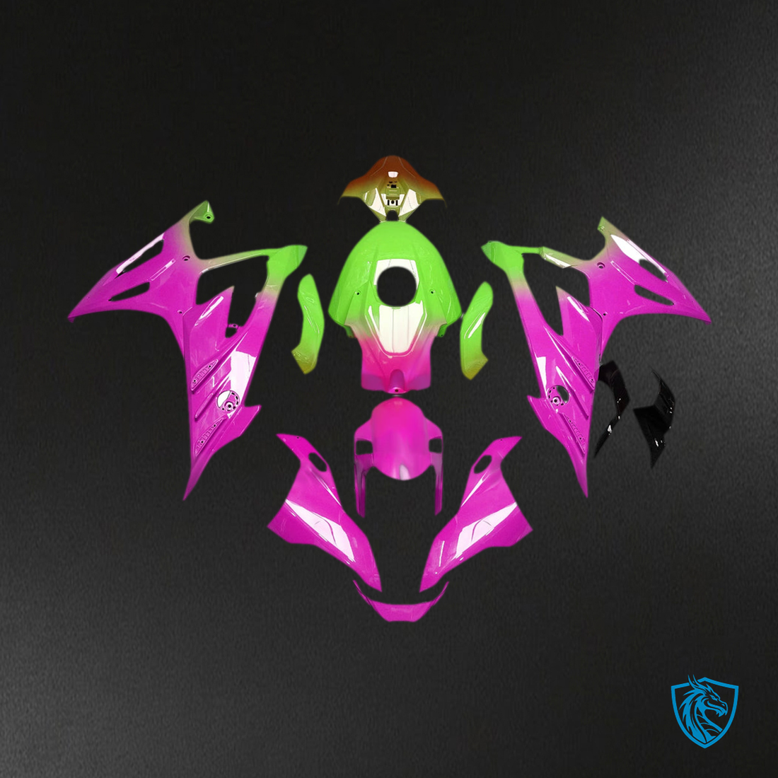 BMW S1000RR 2023-2024 Gloss Pink Green and Brown Gradient ABS Fairing Kit main view