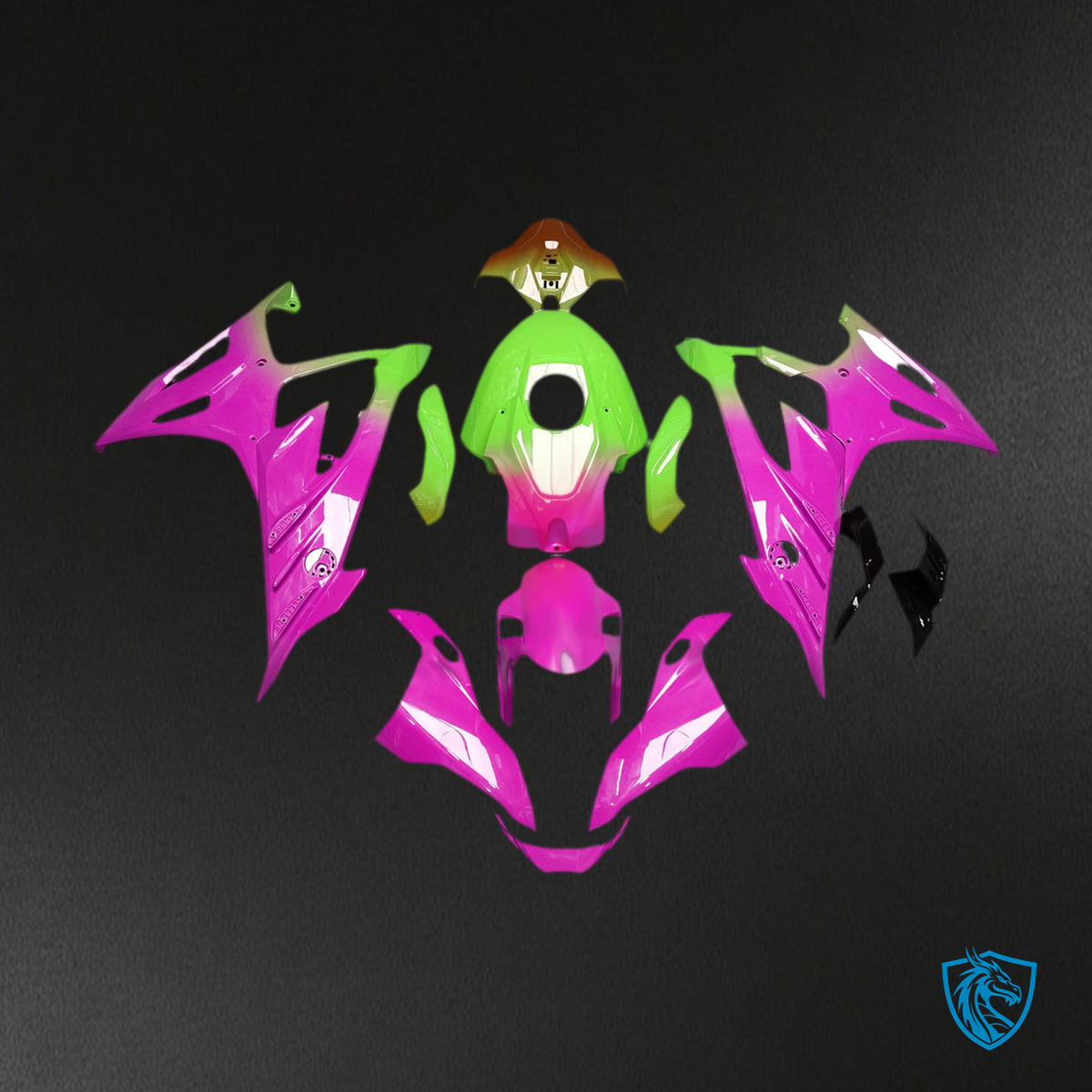 BMW S1000RR (2023-2024) Fairing Kit - Gloss Pink, Green & Brown Gradient - ABS Bodywork