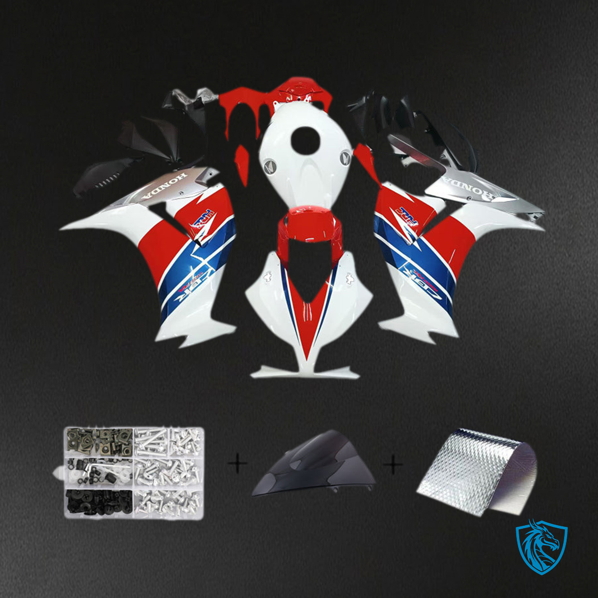 Honda CBR1000RR (2012-2016) White, Red & Blue Fairing Kit - Aftermarket ABS Bodywork