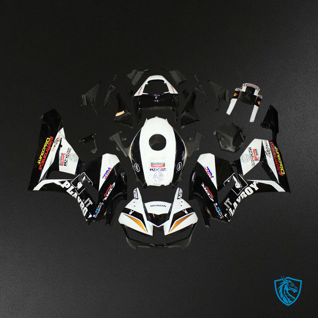 Honda CBR600R F5 (2013-2023) Black & White Style2 - Fairing Kit