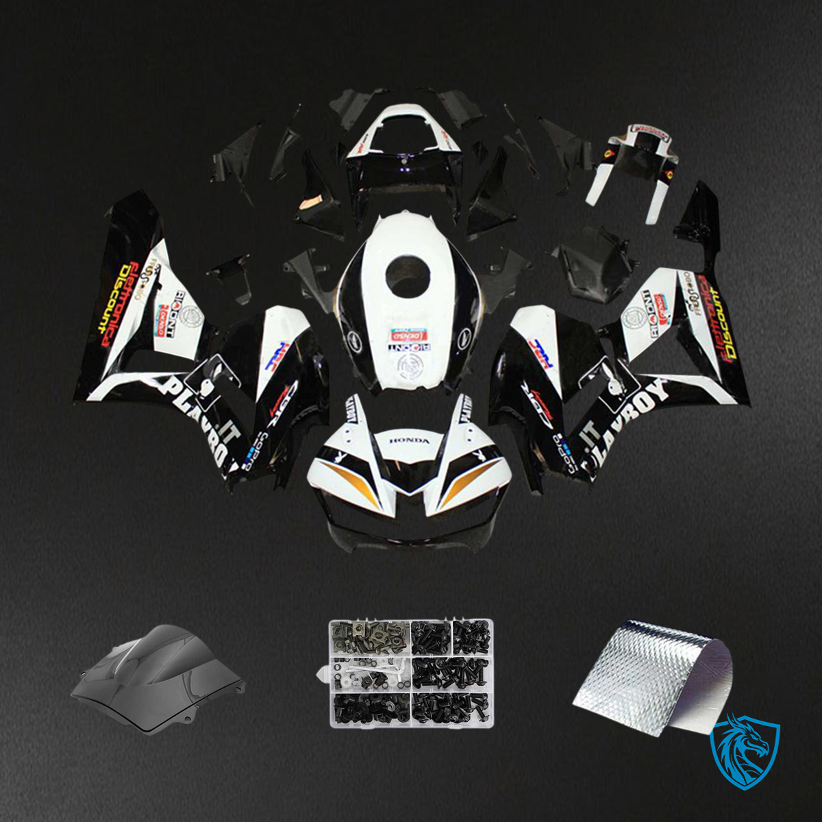 Honda CBR600R F5 (2013-2023) Black & White Style2 - Fairing Kit