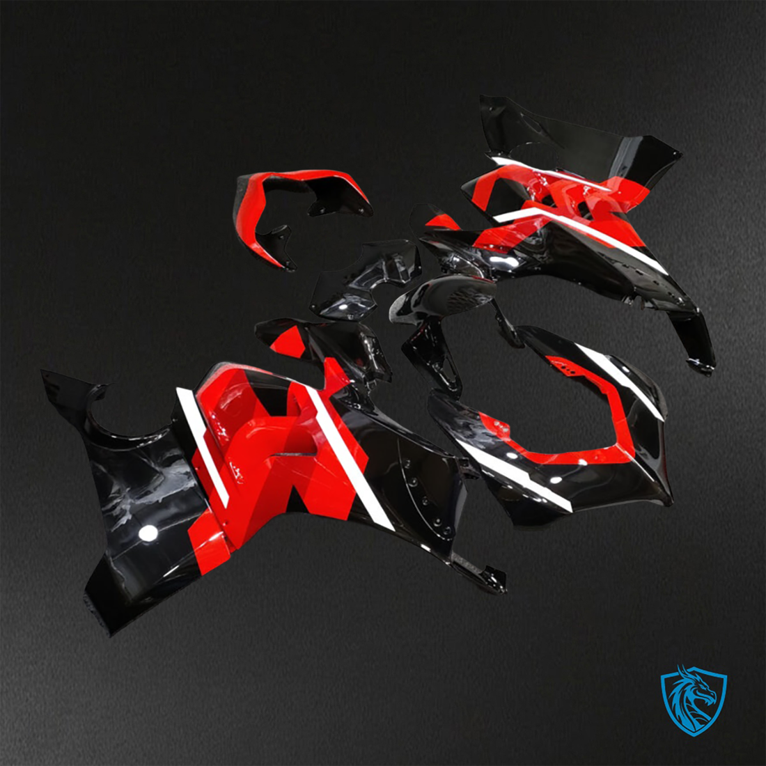 Ducati Panigale V4V/4S (2020-2021) Gloss Black, Red & White Fairing Kit - ABS Bodywork