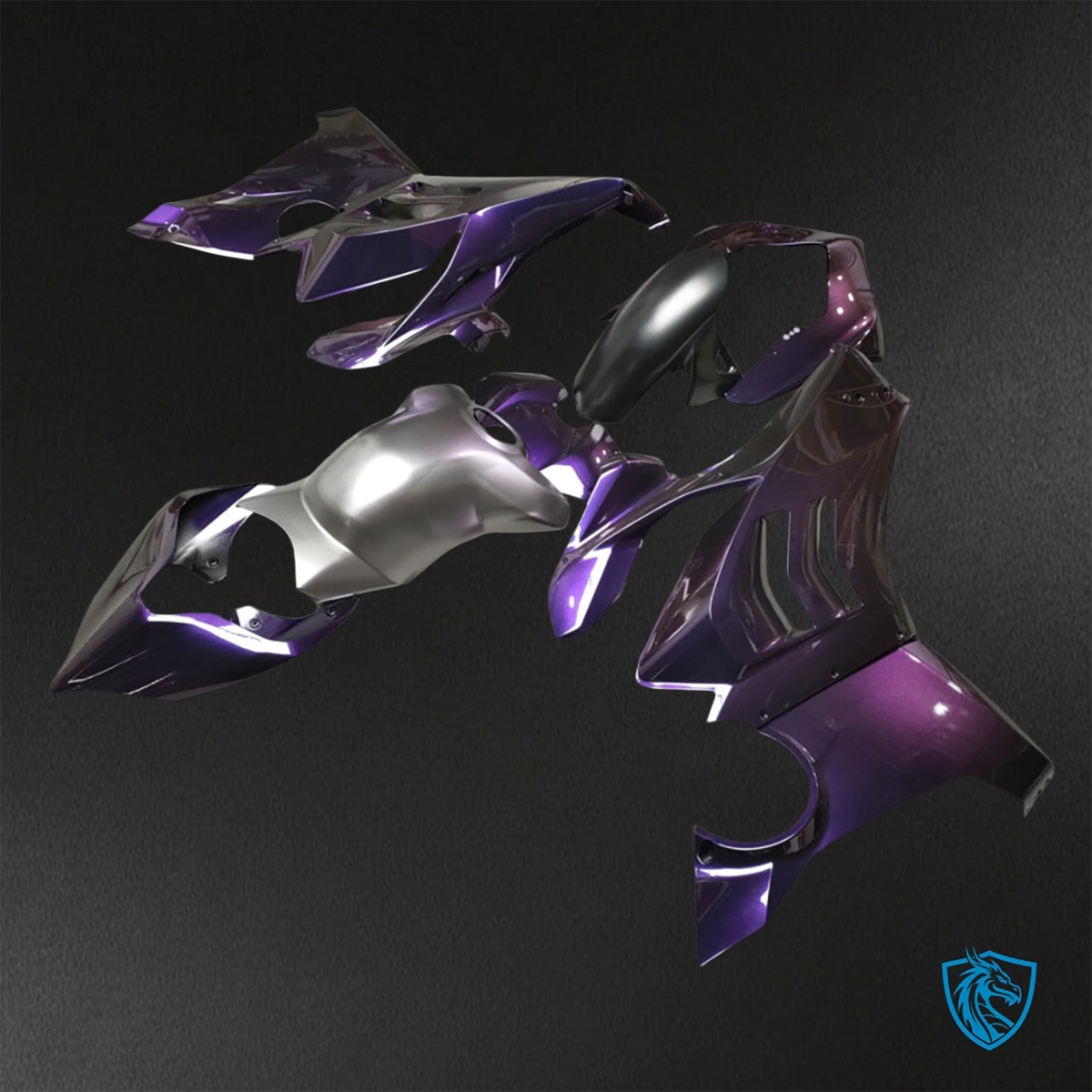Ducati Panigale V4/V4S (2020-2021) Gloss Purple, Gray & Black Fairing Kit - Aftermarket ABS Bodywork