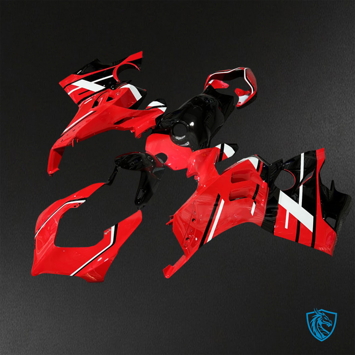 Ducati Panigale V4/V4S (2020-2021) Gloss Red, Black & White - Custom ABS Fairing Kit