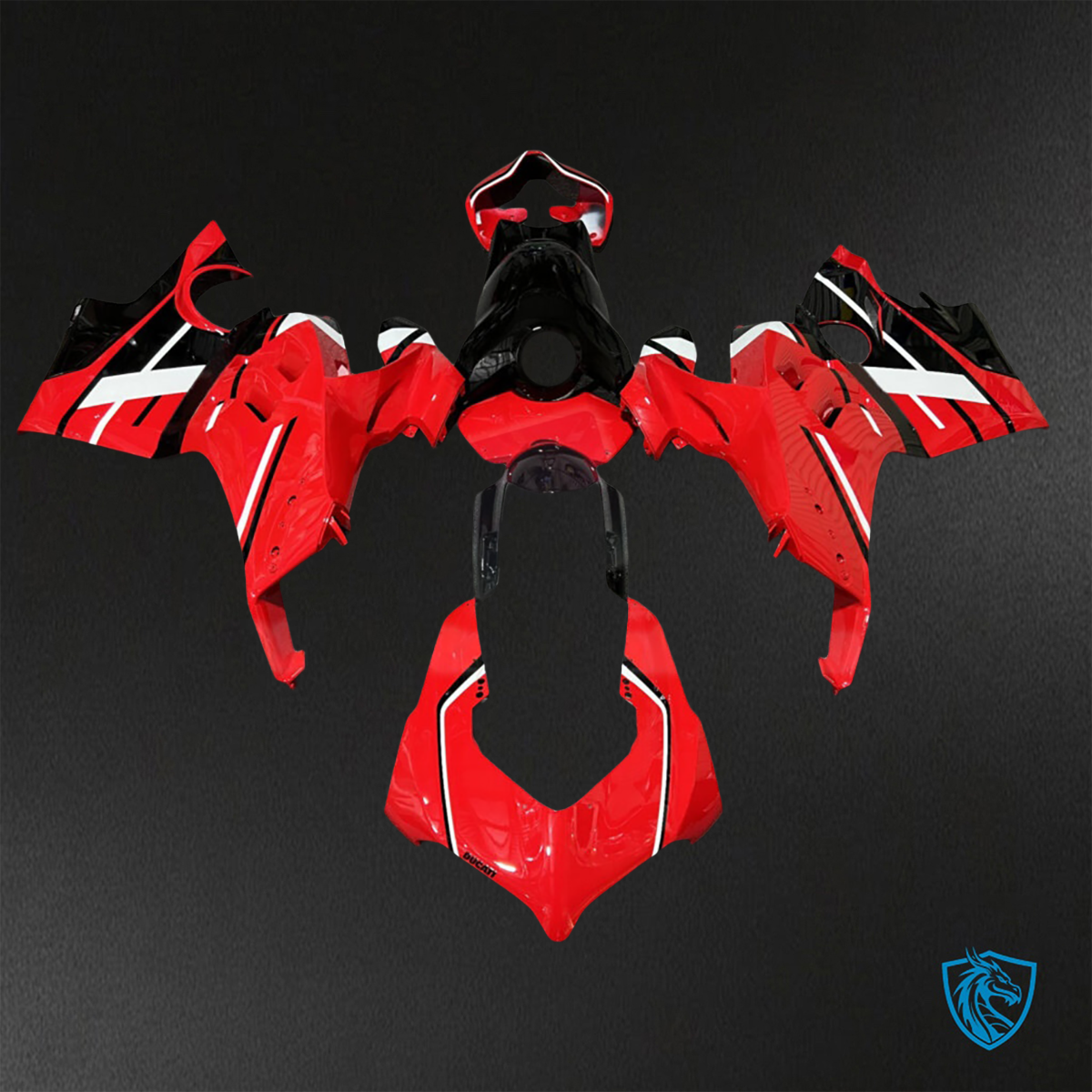 Ducati Panigale V4/V4S (2020-2021) Gloss Red, Black & White - Custom ABS Fairing Kit