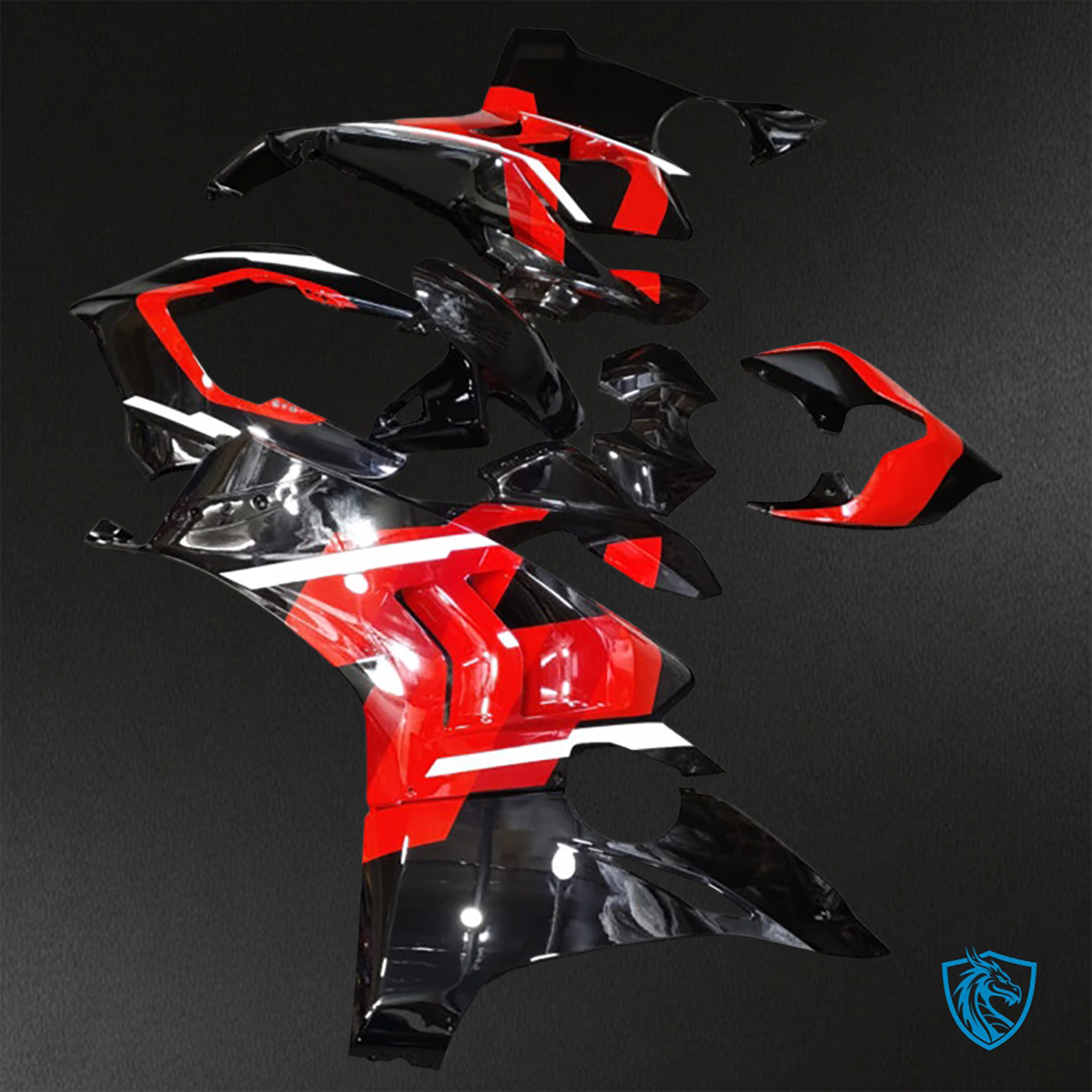 Ducati Panigale V4V/4S (2020-2021) Gloss Black, Red & White Fairing Kit - ABS Bodywork