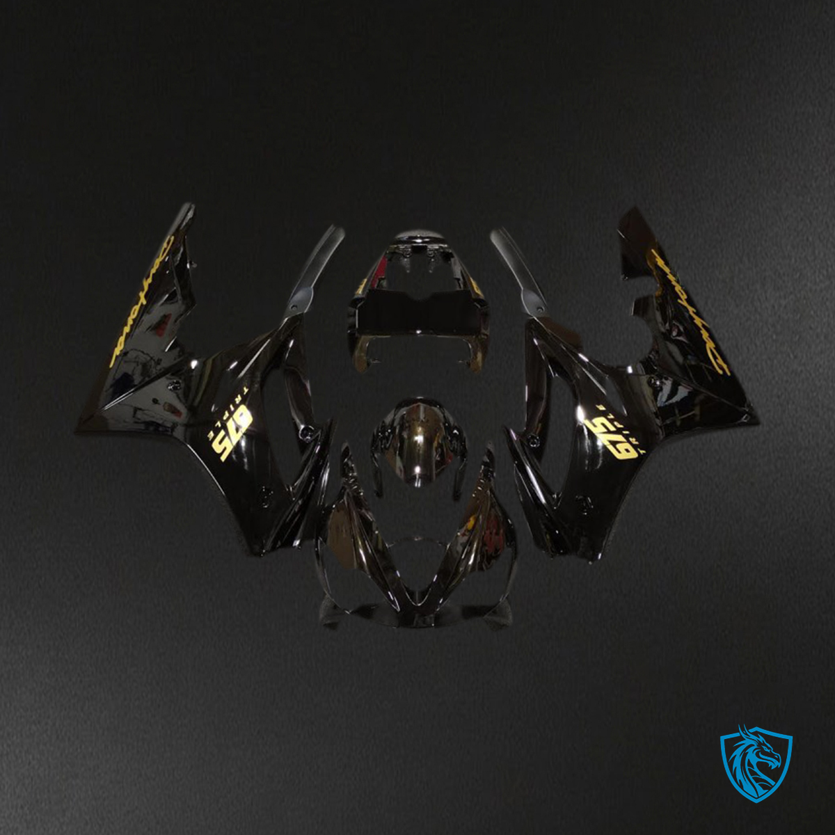 Daytona 675 (2006-2008) Gloss Black & Gold Motorcycle - Custom ABS Fairing Kit
