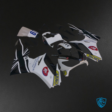 Daytona 675 (2006-2008) White & Black With Flag Motorcycle Fairing Kit | ABS Bodywork