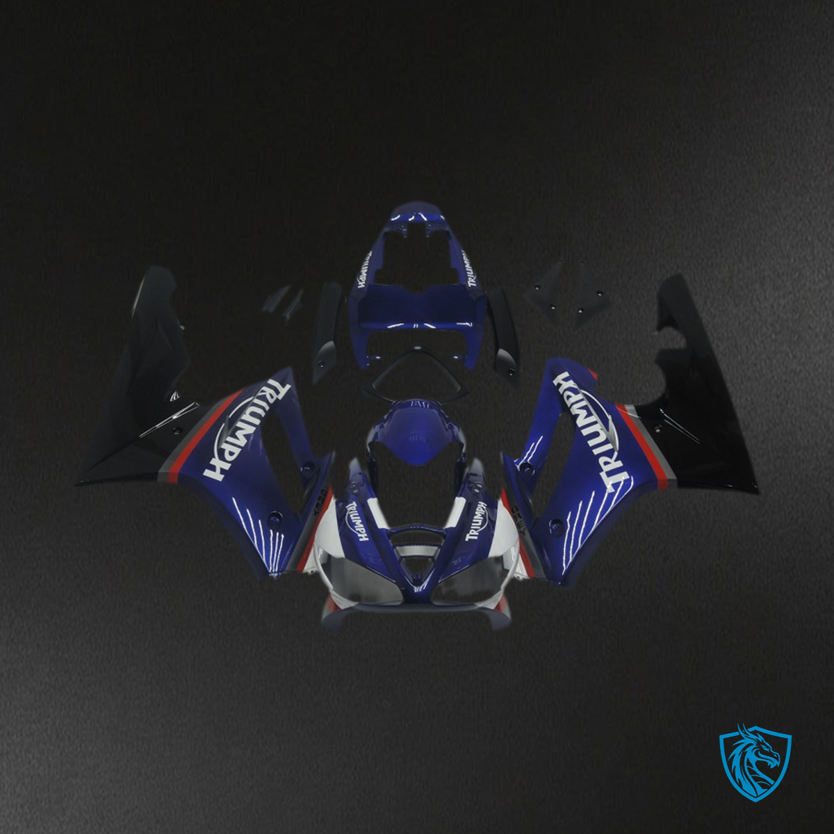 Daytona 675 (2009-2012) Blue & Red Glossy Motorcycle - Custom ABS Fairing Kit