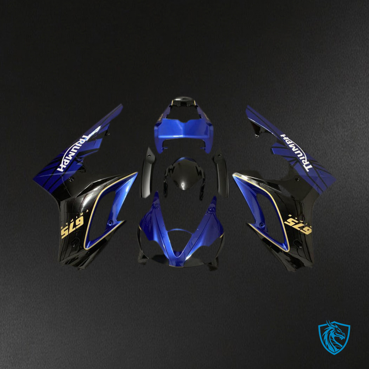 Daytona 675 (2009-2012) Gloss Blue & Black - Replacement Motorcycle Fairings Kit