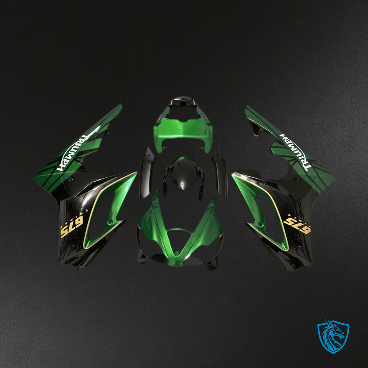 Daytona 675 (2009-2012) Glossy Green & Black Fairing Kit - Aftermarket ABS Bodywork