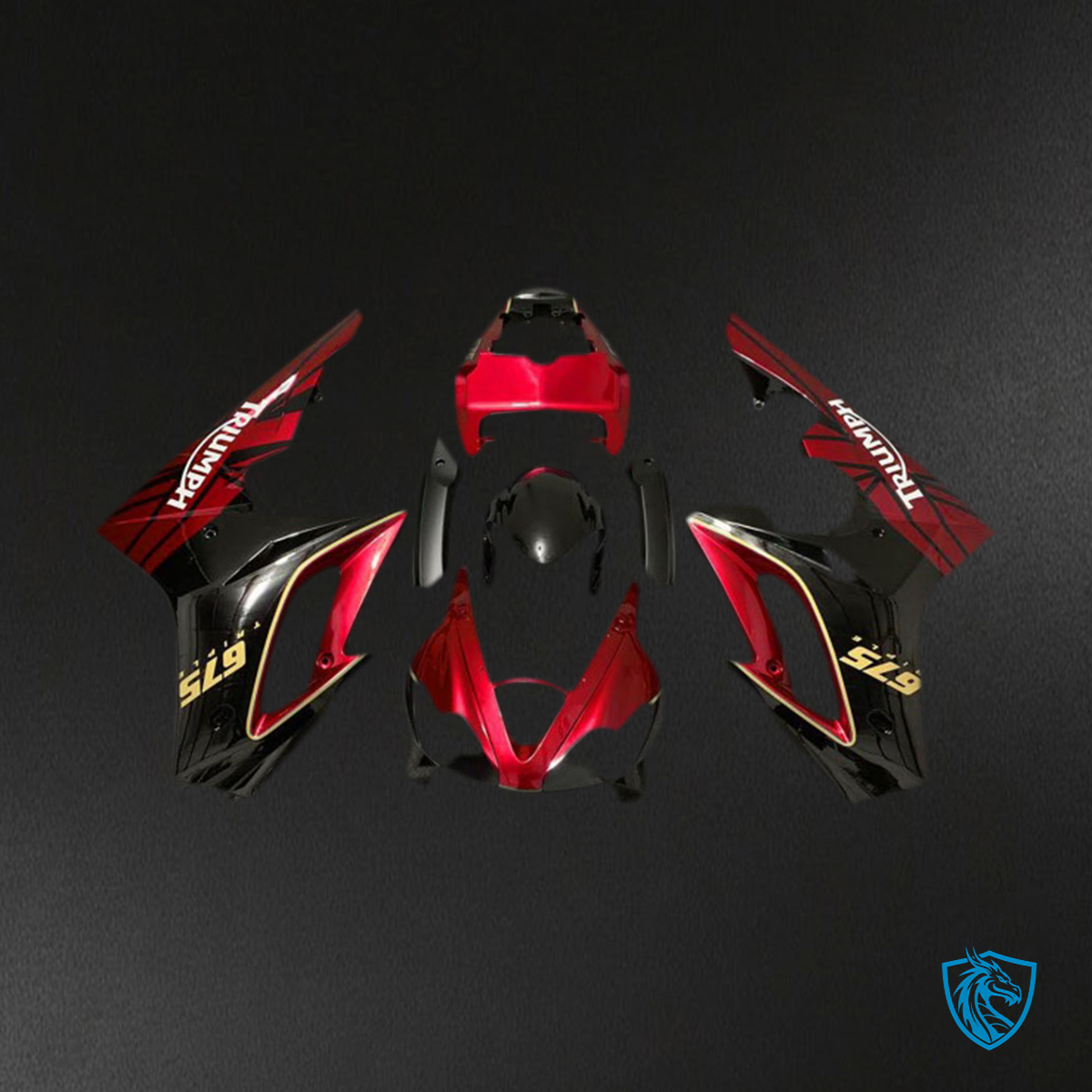 Daytona 675 (2009-2012) Red Gloss & Black Motorcycle - Custom ABS Fairing Kit