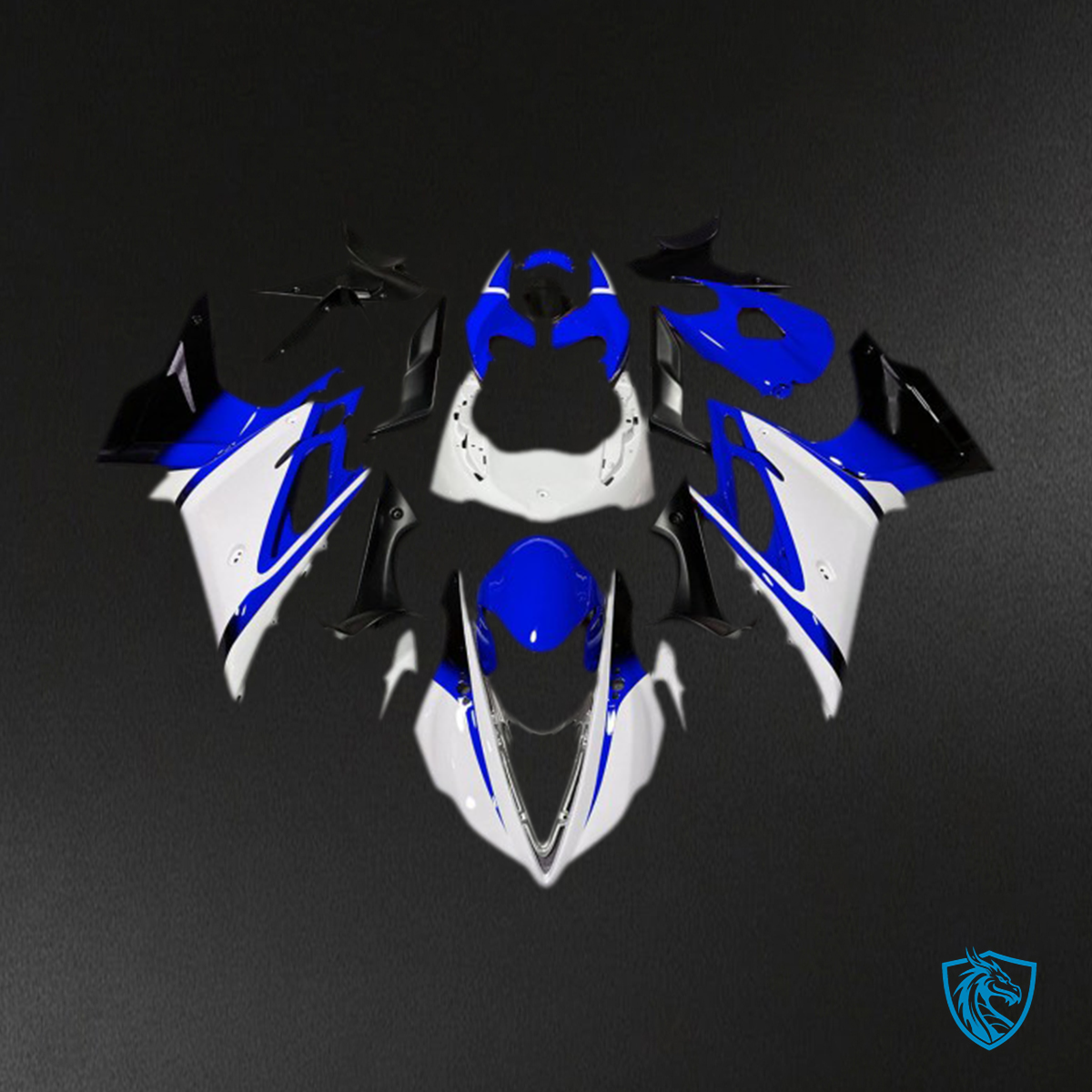 Daytona 675 (2013-2016) Gloss White & Blue Motorcycle Fairing Kit - Aftermarket ABS Bodywork