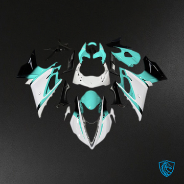 Daytona 675 (2013-2016) Gloss White & Teal Motorcycle - Custom ABS Fairing Kit