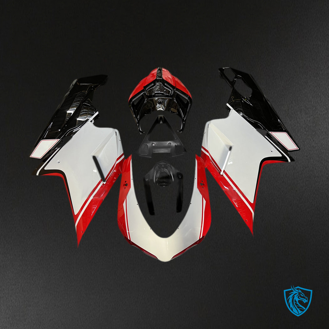 Ducati 1098 1198 848 (2007-2011) Fairing Kit - Gloss White With Red & Black - ABS Bodywork