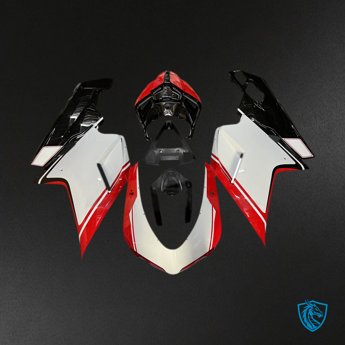 Ducati 1098 1198 848 (2007-2011) Fairing Kit - Gloss White With Red & Black - ABS Bodywork