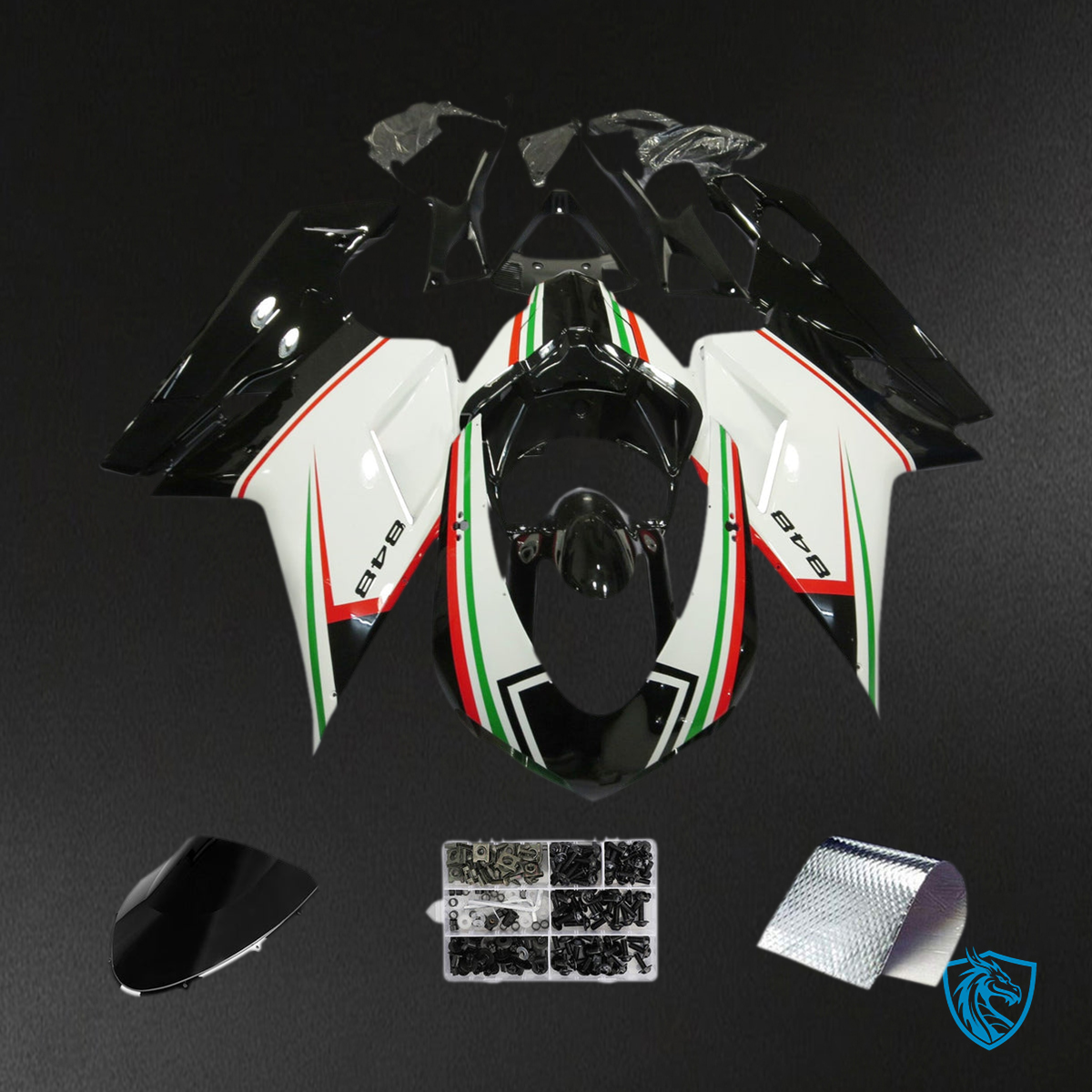 Ducati 1098 1198 848 (2007-2011) Fairing Kit - Black & Tri-Color - ABS Bodywork