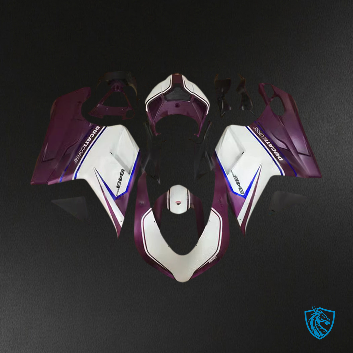 Ducati 1098 1198 848 (2007-2011)  Fairing Kit -Dark Purple & White - ABS Bodywork