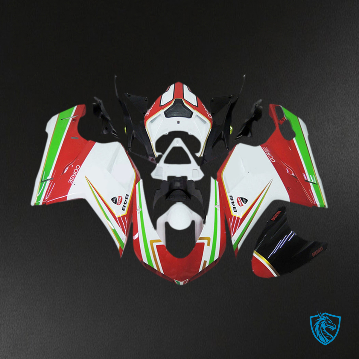 Ducati 1098 1198 848 (2007-2011) Fairing Kit - Red, Green, White & Black - ABS Bodywork